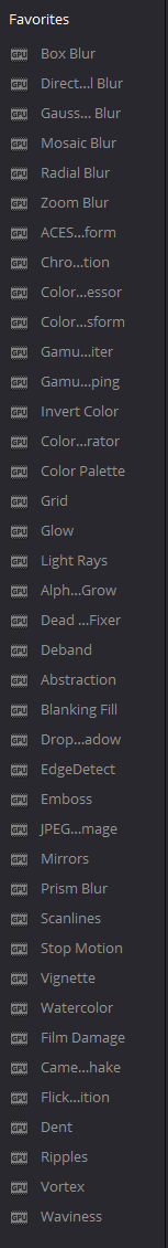 DavinciResolve_16_2_1_filtri_attivi_nella_versione_free_elenco_preferiti.PNG